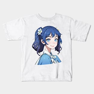 Cute happy anime girl in summer series Kids T-Shirt